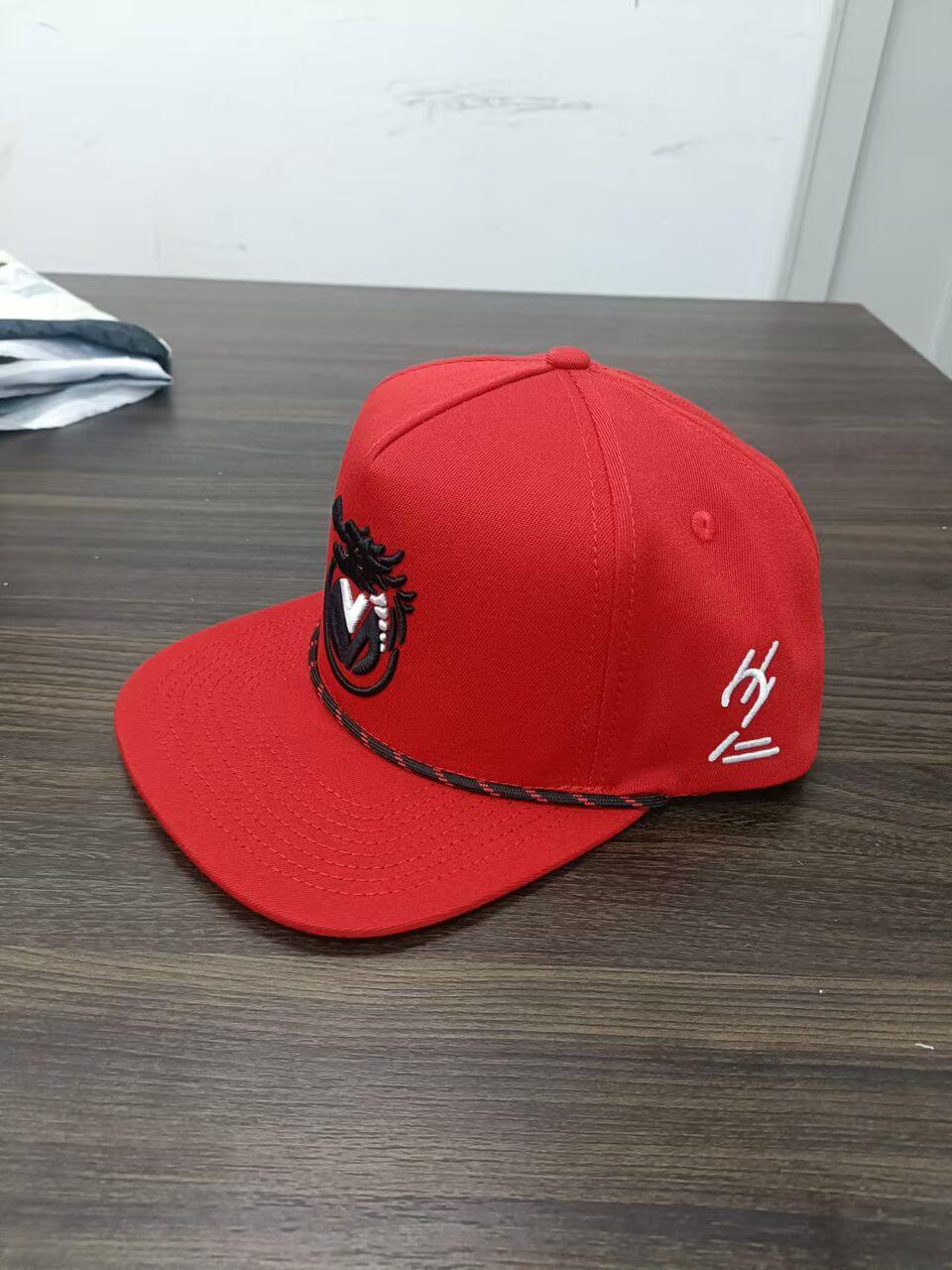 Red Flame VONN MARC Cap - Official Street Wear showcasing a bold red design with featured embroidery.