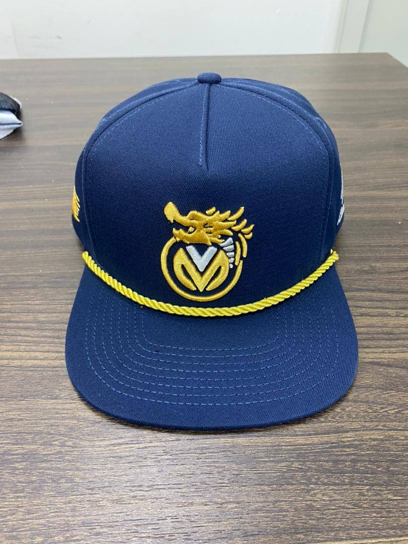Blue Chip VONN MARC CAP - Official Street Wear, navy blue cap with gold embroidery and decorative yellow rope.