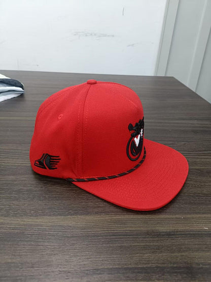 Red Flame VONN MARC Cap - Official Street Wear showcasing a bold red design with featured embroidery.