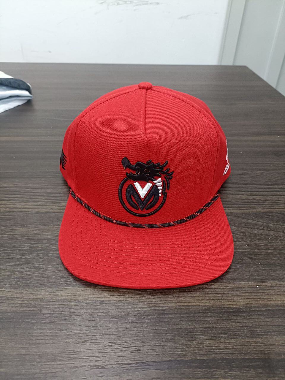 Red Flame VONN MARC Cap - Official Street Wear showcasing a bold red design with featured embroidery.