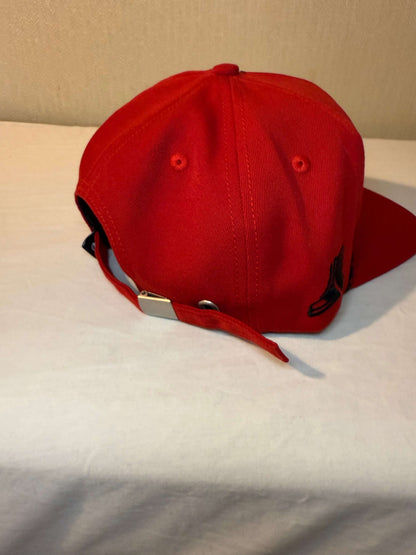 Red Flame VONN MARC Cap - Official Street Wear showcasing a bold red design with featured embroidery.