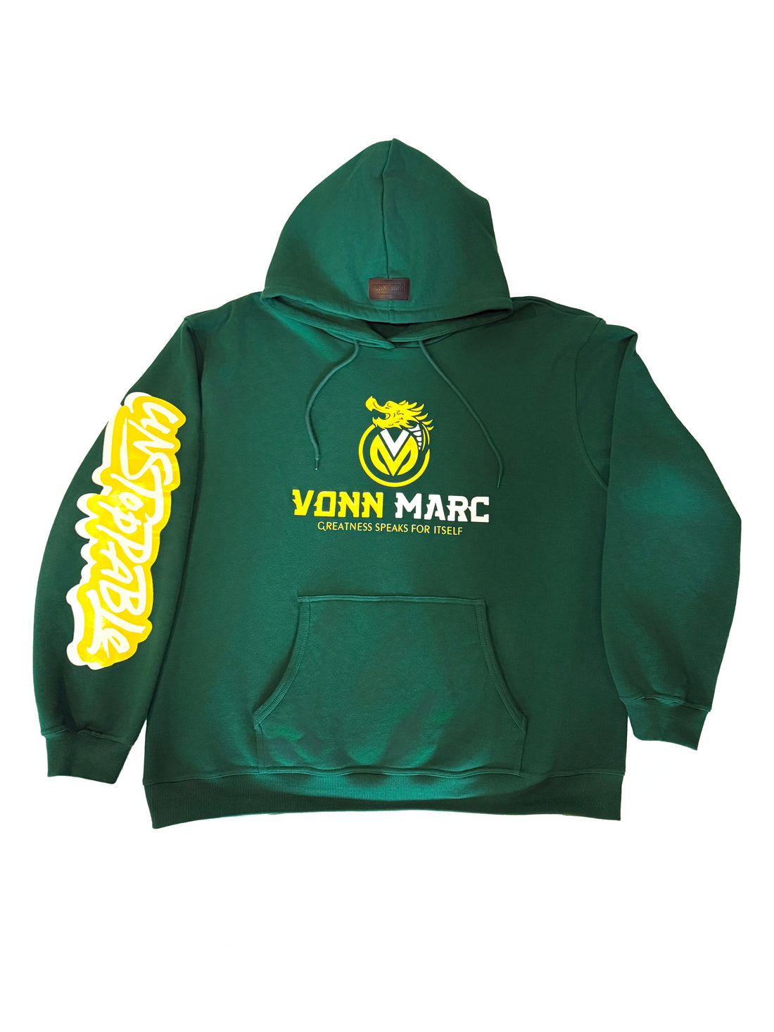 GREEN HOODIE WITH YELLOW &amp; WHITE LOGO , SWEAT PANT 2 pockets and 2 zipper pockets as well….$250.00 per set…
