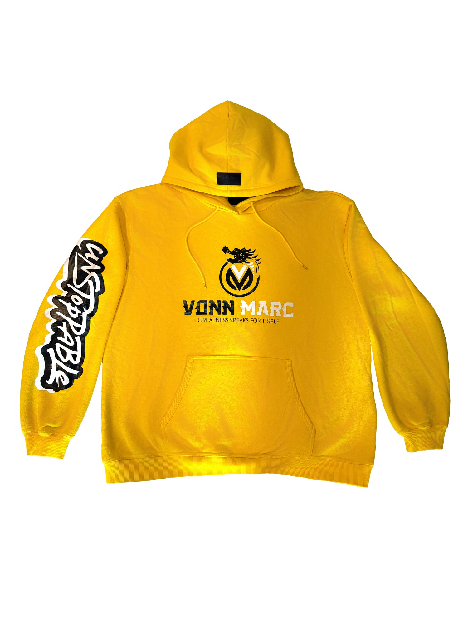 VONN MARC YELLOW WITH BLACK &amp; WHITE LOGO SWEAT SUIT 2 pockets with 2 Zipper Pockets as well….. $250.00 per set …